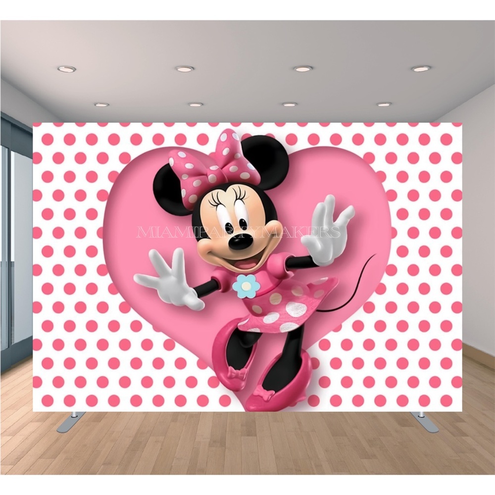 BIG pink minnie backdrop birthday party 7x5ft decorations, Minnie Mouse banner